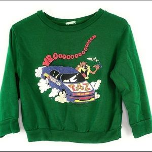 Vintage Taz Tasmanian Devil Looney Tunes NASCAR Racing Sweatshirt Kids 2T 90s